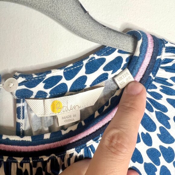 Boden Blue White Spotted Print Tiered Bohemian Midi Dress Long Sleeve Sz 8R - Picture 2 of 6